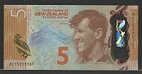 New Zealand, 2015 $5 Reserve Bank of New Zealand